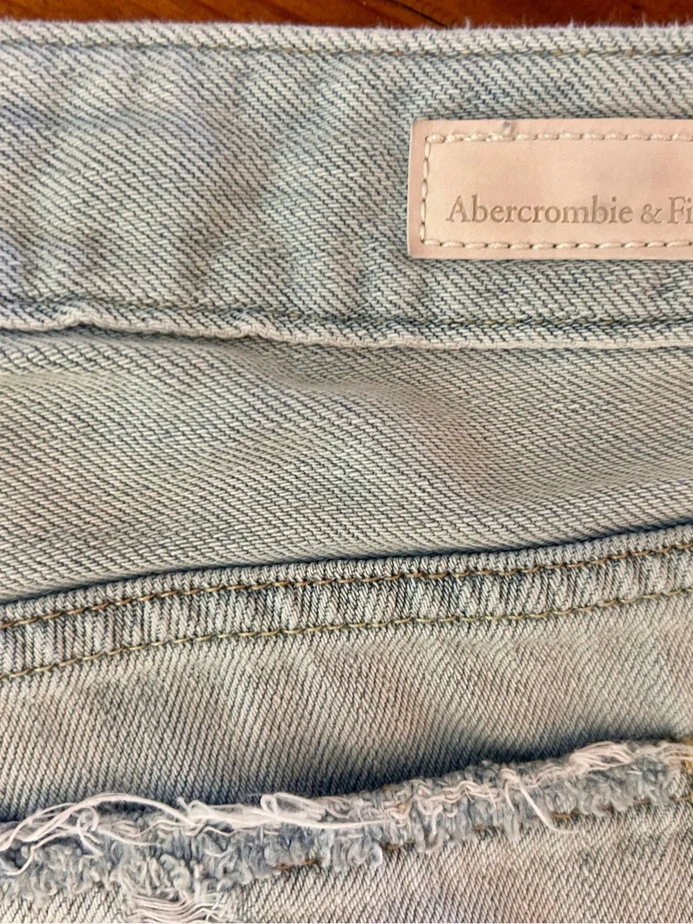 Abercrombie & Fitch light blue distressed denim cut-off shorts - Picture 5 of 6